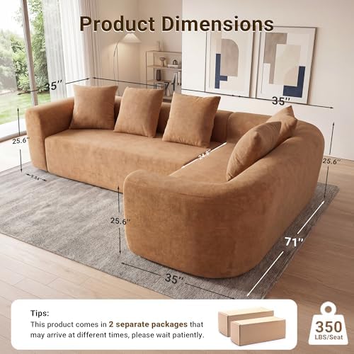Claiks 106" Cloud Boneless Couch, Right Chaise Sofa - Image 2