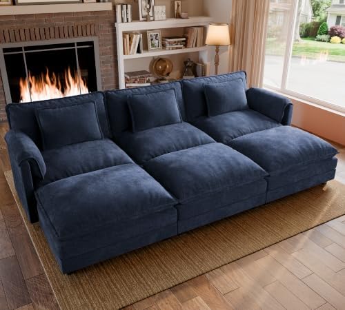 ELUCHANG 113" Oversized Modular Sectional Sofa, Comfy Chenille Cloud Couch by ELUCHANG
