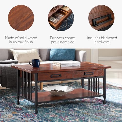 Leick Home Ironcraft Coffee Table, Mission Oak - Image 5