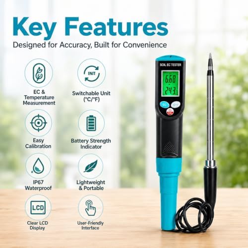 Digital Soil EC Meter 2-in-1 Porfessional Plants EC Temperature Tester Meter - Image 2