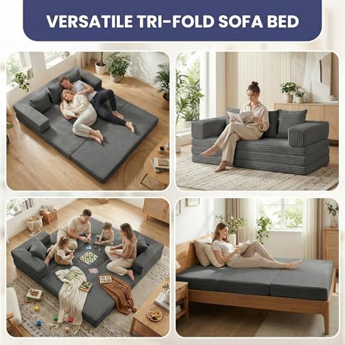 Convertible Sofa Bed Couch, 78’’ Oversized 4-in-1 Boneless Couches - Image 7
