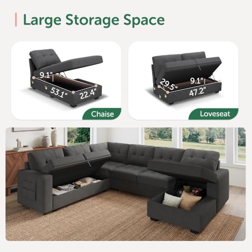 HONBAY 111.4'' Modular Sectional Sleeper Sofa - Image 4