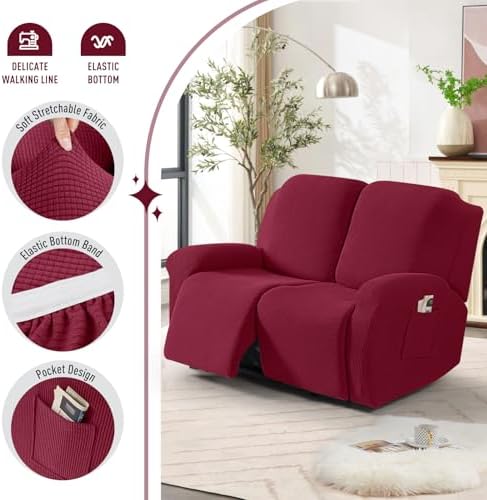 TAOCOCO Stretch Loveseat Recliner Covers 6 Piece - Image 3