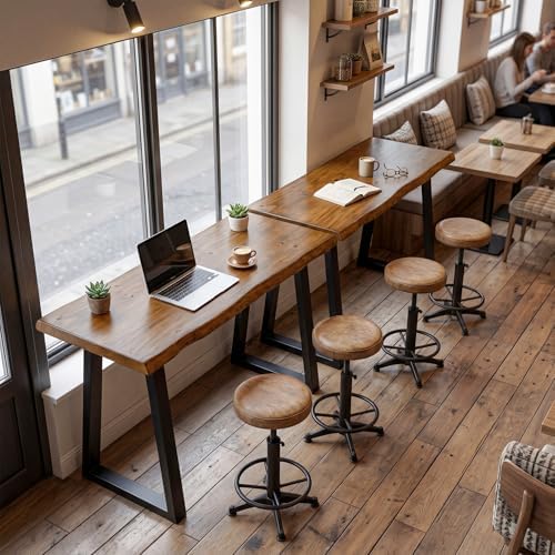 Solid Wood Bar Table Set of 2, 63” Commercial Grade Counter Height Table - Image 3