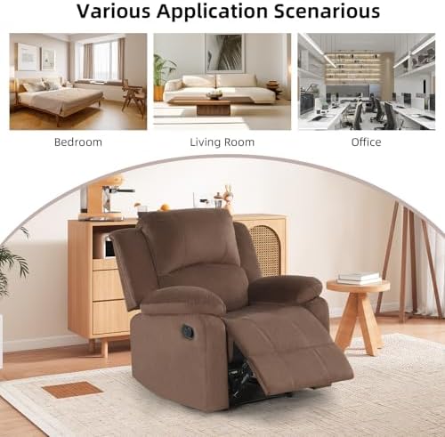 EBELLO Classic Manual Recliner Chair, Soft Microfiber Recliner Sofa - Image 6