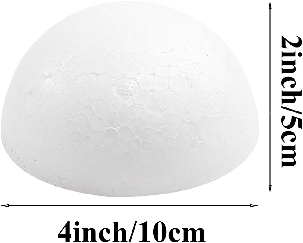 Crafjie 14PCS 4 Inchs Half Foam Balls White Half Round Polystyrene Foam Balls Craft Supplies Hemispherical Christmas Craft Ballfor DIY Home Craft Project and Art Decoration