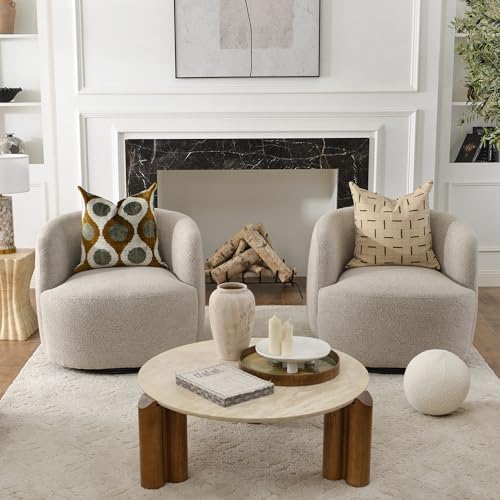 KINWELL 34" W Boucle Swivel Barrel Chairs - Image 4