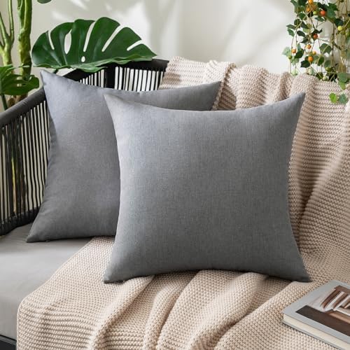 MIULEE Decorative Outdoor Pillow Covers Waterproof 18x18 Light Grey by MIULEE