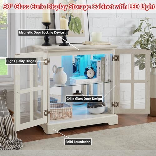 30" Glass Curio Display Storage Cabinet - Image 4