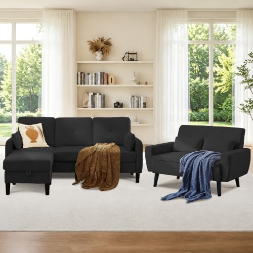 3 Piece Living Room Sofa Sets, 3-Seater + Loveseat + Ottoman by Portaforta