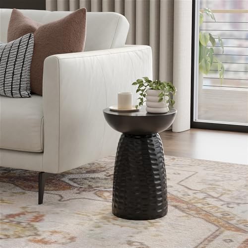 SIMPLIHOME Boyd 13" Wide Solid Wood Round End Table in Black - Image 2