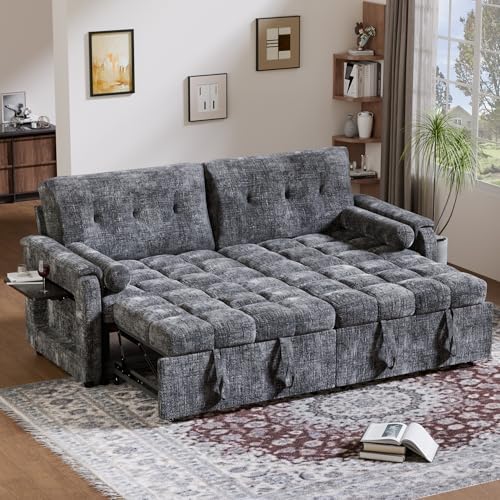 86'' Sleeper Sofa Bed with Side Table & Adjustable Backrest by Outdoorchairs