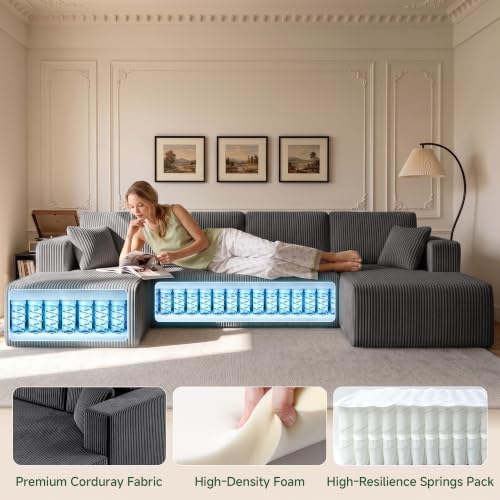 130" Boneless Couch U-Shaped Sectional Sofa - Image 7