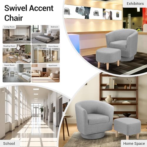 DAZONE Swivel Accent Chair Modern Barrel Chairs - Image 4
