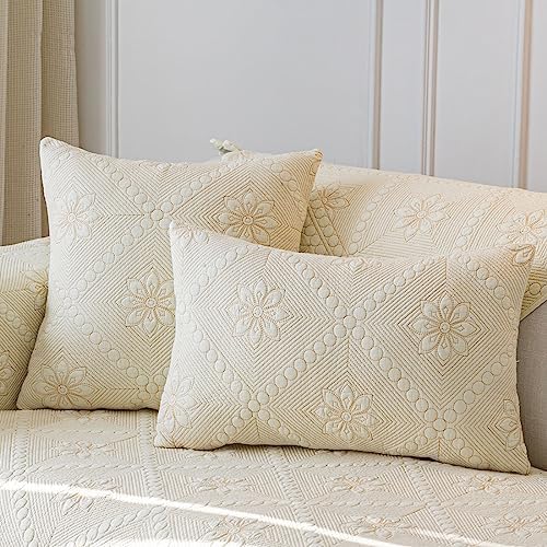 vctops 2 Pack Farmhouse 100% Cotton Quilted Throw Pillow Covers by vctops