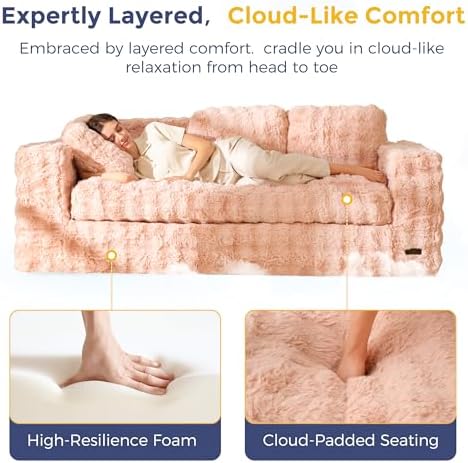 MAXYOYO Loveseat Sofa Couch, Upholstered Bean Bag Chair Cloud Seat - Image 5