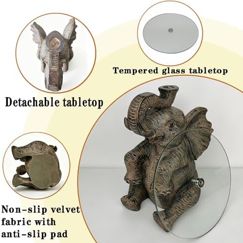 Elephant Side Table, 13 Inch Animal Coffee Table - Image 4
