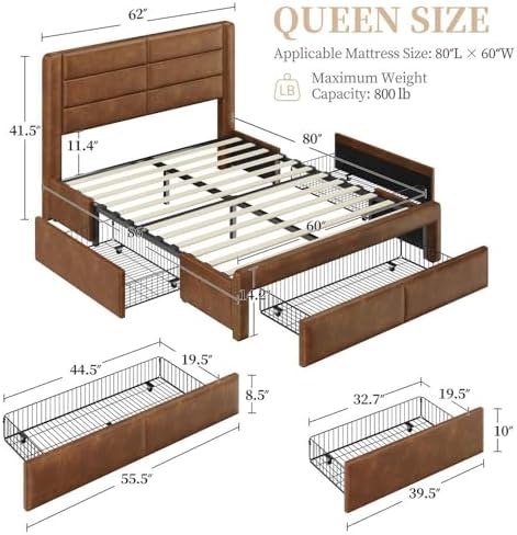 Yaheetech Queen Upholstered Bed Frame - Image 2
