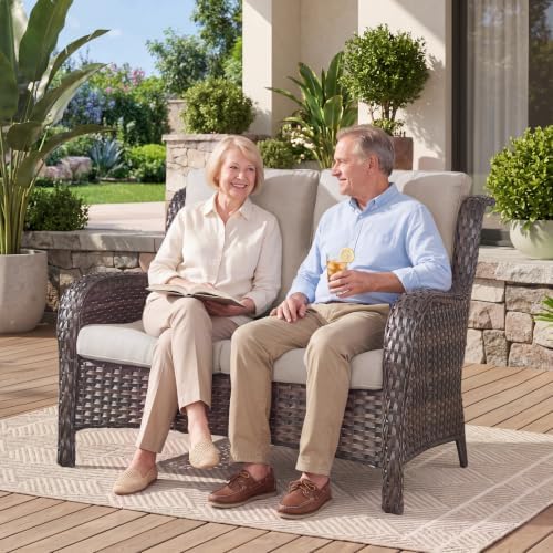Belord Patio Sofa Luxury PE Wicker Loveseat - Image 5