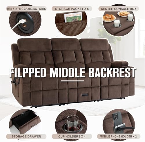 Manual Recliner Sofa Set Loveseat & 3-Seater - Image 5