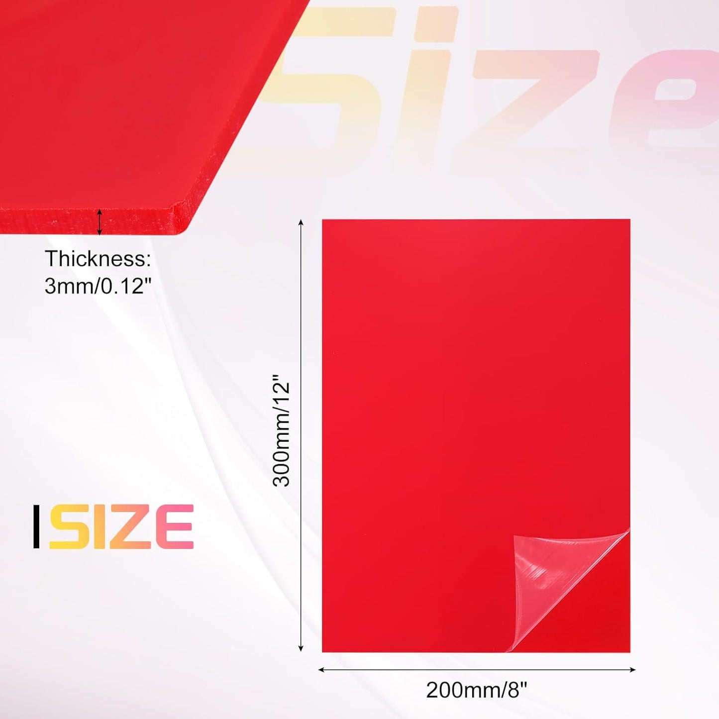 uxcell Acrylic Sheets 12x8 Inch Acrylic Panel 1/8 Inch-3mm Plastic Board for Picture Frames Sign Holders DIY Display Projects Craft, Red