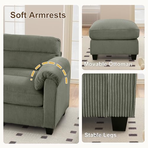 HAOMARKETS 141" Wide Modular Sectional Corner Sofa Couch, Oversized Corduroy U - Image 4