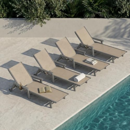 HDPE 5-Position Chaise Lounge Set of 4 by PatioKingdom