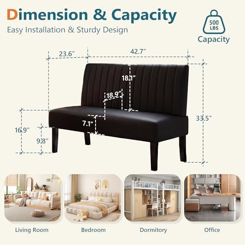 43'' Leather Armless Loveseat - Image 2