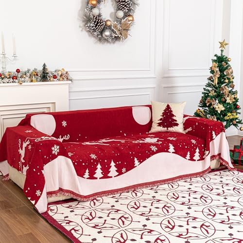 MYSKY HOME Christmas Couch Cover, Washable Pet Couch Covers by MYSKYHOME