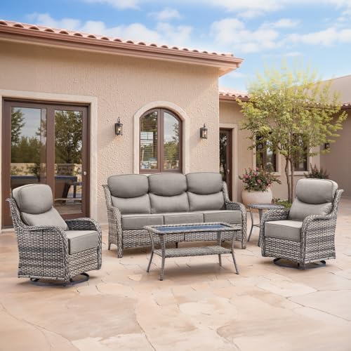 Swivel Patio Chairs sofa Set of 5 by Bellefurn