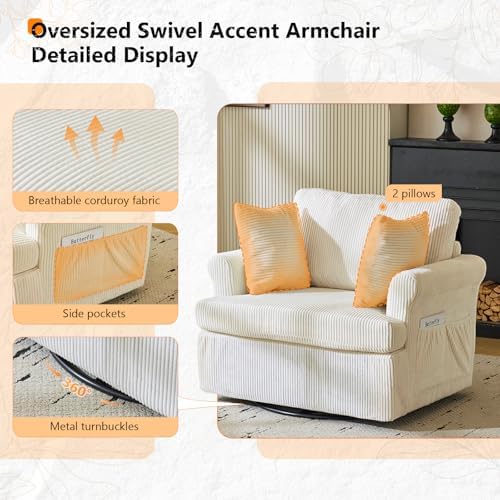 VINGL 39.2" Wide 360° Swivel Accent Armchairs - Image 3