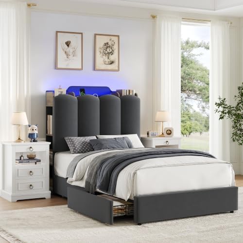 HOSTACK Twin Upholstered Platform Bed Frame by HOSTACK