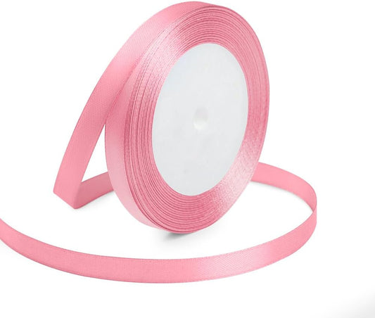 KMER LIFE Solid Color Light Pink Satin Ribbon, 3/8 Inches x 25 Yards Fabric Satin Ribbon for Gift Wrapping, Crafts, Hair Bows Making, Wreath, Wedding Party Decoration and Other Sewing Projects