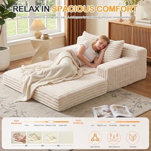 Erament Boneless Loveseat Convertible Sofa Bed, Folding Floor Futon Sleeper - Image 5