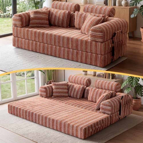 79" Convertible Sofa Bed, High Backrest Boneless Couch by NNQComfyHome