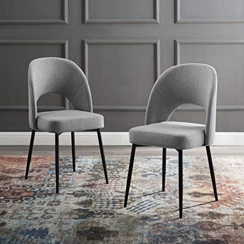 Modway Rouse Upholstered Fabric Side Black Light Gray by Modway