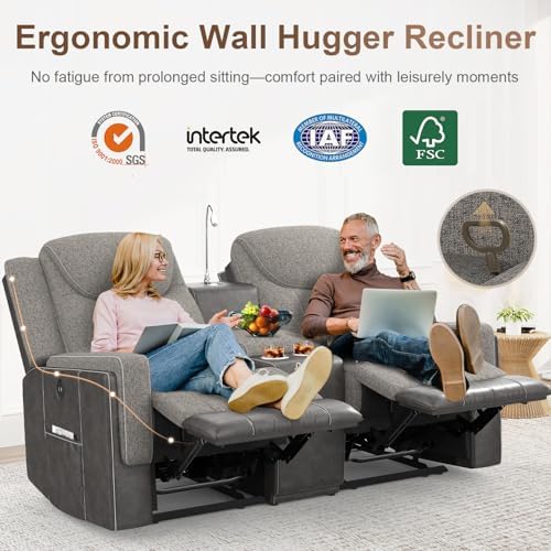 Dresegmt Loveseat Recliner Sofa, Manual Double Recliner - Image 3