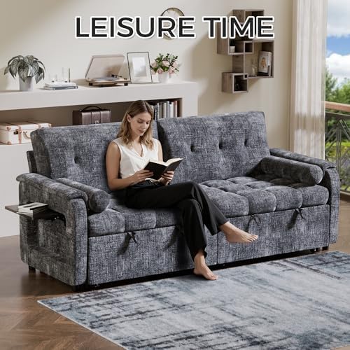 86'' Sleeper Sofa Bed with Side Table & Adjustable Backrest - Image 5