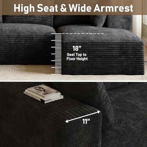 ONEMMLION 107" L-Shaped Cloud Boneless Couch Sofa - Image 3