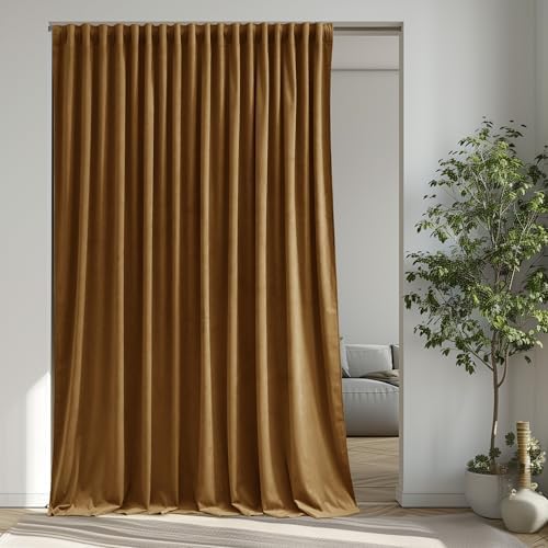 StangH Gold Brown Velvet Curtains Extra Wide Super Soft Light Blocking Window by StangH