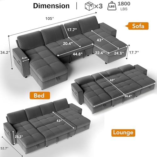 Vipbear Sectional Sleeper Couch - Image 3