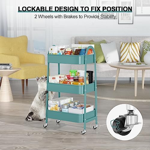 EAGMAK 3 Tier Utility Rolling Cart, Metal Storage Cart - Image 4