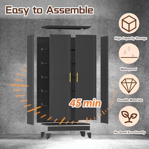 PAOFIN 75" Metal Kitchen Pantry Cabinet, Storage Cabinet - Image 4