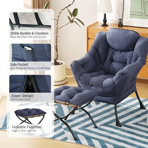 Furlide Lazy Chair with Ottoman, Soft Comfy Chair - Image 5