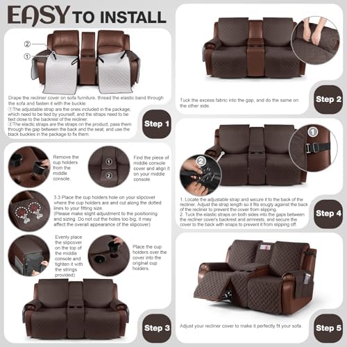 KinCam 100% Waterproof Loveseat Recliner Cover - Image 6