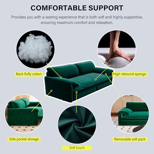 66" Sleeper Sofa Bed Queen Size, Pull Out Convertible Velvet Couch - Image 6
