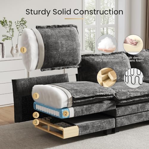 Large V-Shaped Modular Sectional Sofa, 7 Seater Cloud Couch - Image 6