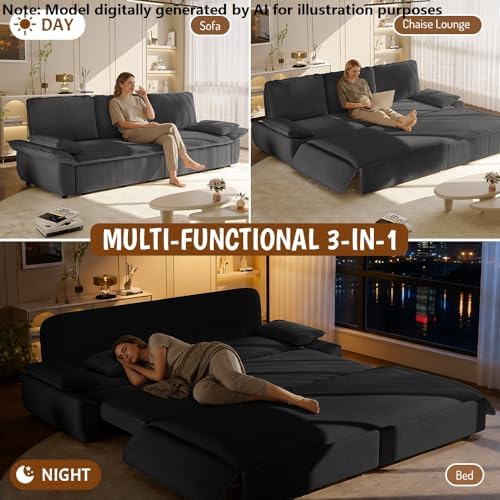 94.5" Sleeper Sofa Bed King Size, 3-in-1 Convertible Corduroy Couch - Image 4