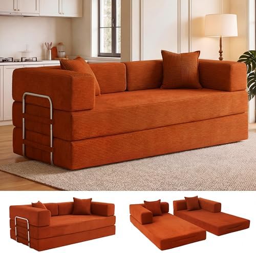 WEUP 5-in-1 Convertible Sofa Bed, Corduroy Floor Sofa Loveseat Sleeper by Unknown