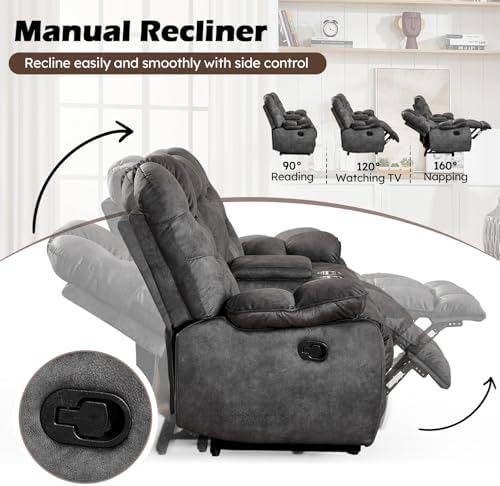 HAOMARKETS Manual Reclining Loveseat Sofa - Image 3
